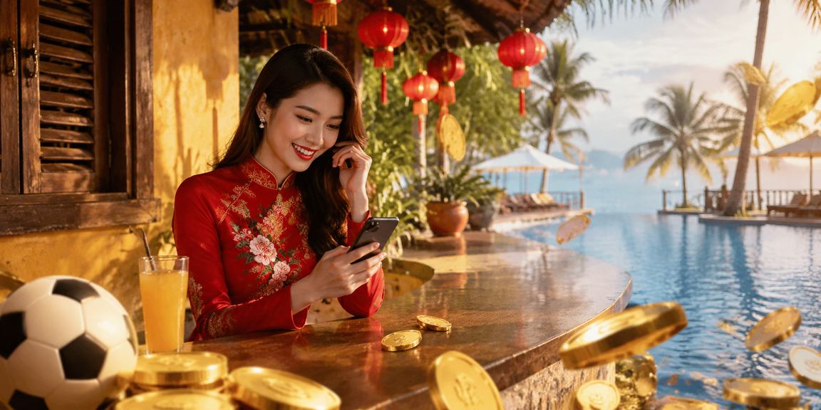 Người chơi thư thái thưởng thức trò chơi bài tại Hội An với trang phục áo dài truyền thống